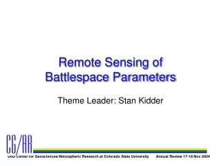 Remote Sensing of  Battlespace Parameters