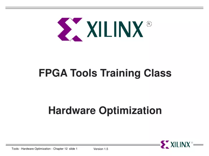 fpga tools training class hardware optimization
