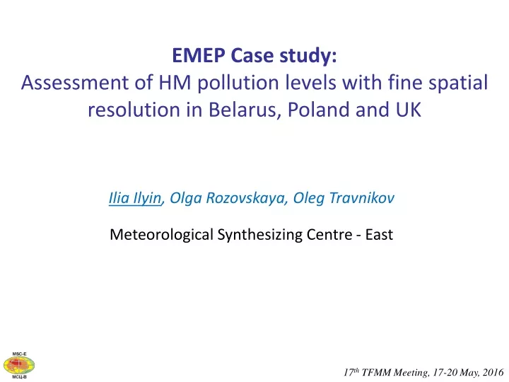 emep case study assessment of hm pollution levels