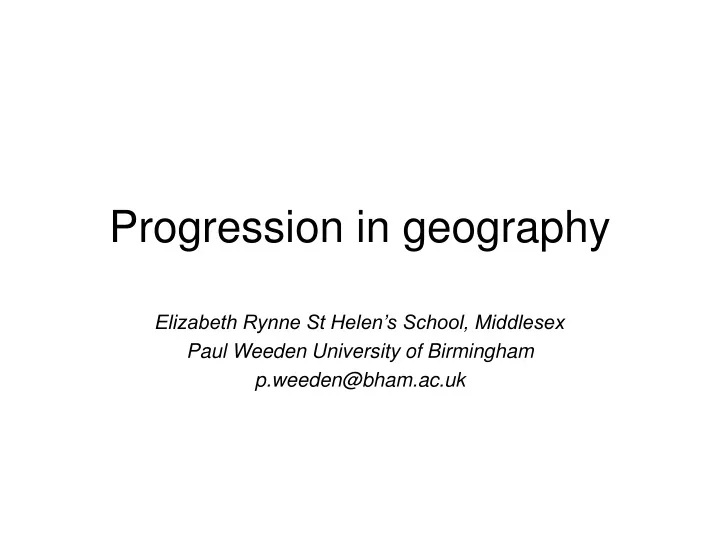 progression in geography
