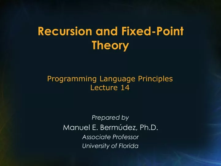 recursion and fixed point theory