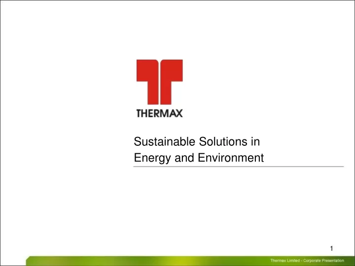 sustainable solutions in energy and environment