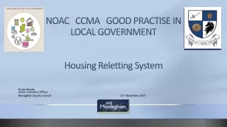 NOAC   CCMA   GOOD PRACTISE  IN  LOCAL GOVERNMENT Housing Reletting System