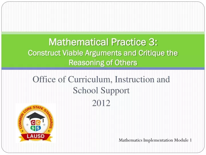 mathematical practice 3 construct viable arguments and critique the reasoning of others