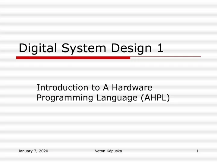 digital system design 1