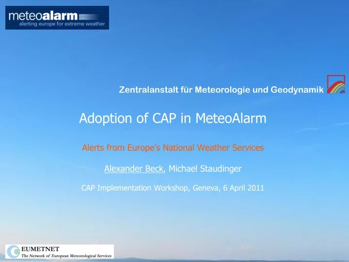 adoption of cap in meteoalarm alerts from europe