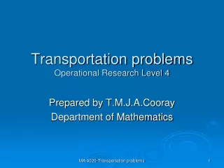 Transportation problems Operational Research Level 4
