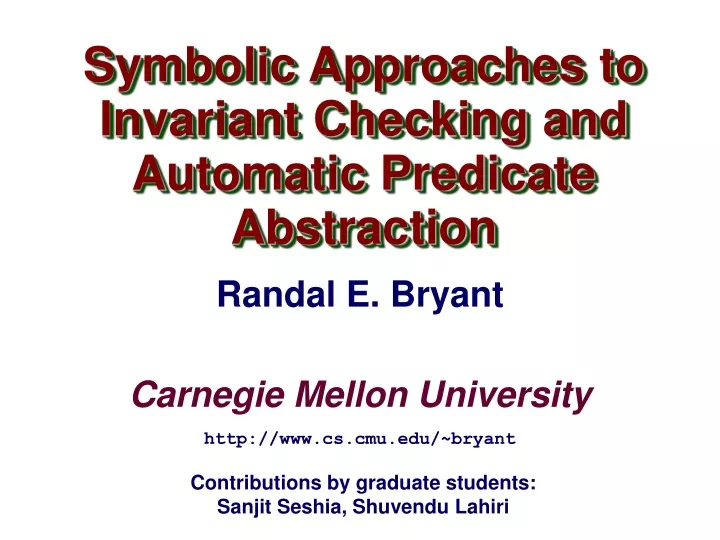 symbolic approaches to invariant checking