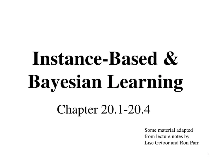 instance based bayesian learning