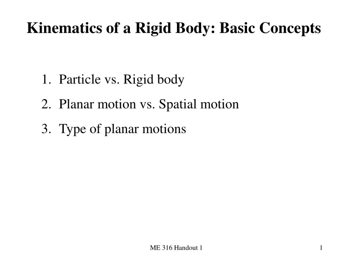 kinematics of a rigid body basic concepts