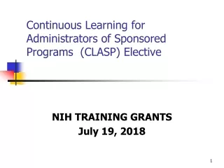 Continuous Learning for Administrators of Sponsored Programs  (CLASP) Elective