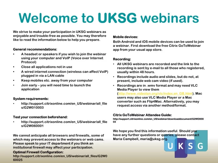 welcome to uksg webinars