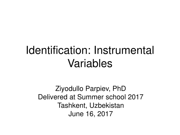 identification instrumental variables