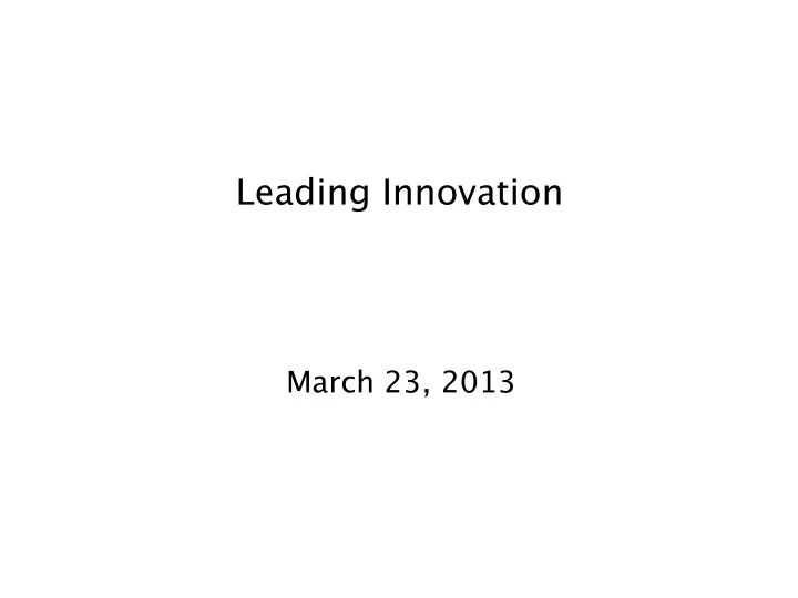 leading innovation