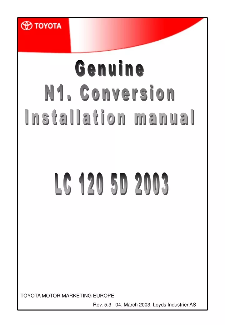 genuine n1 conversion installation manual