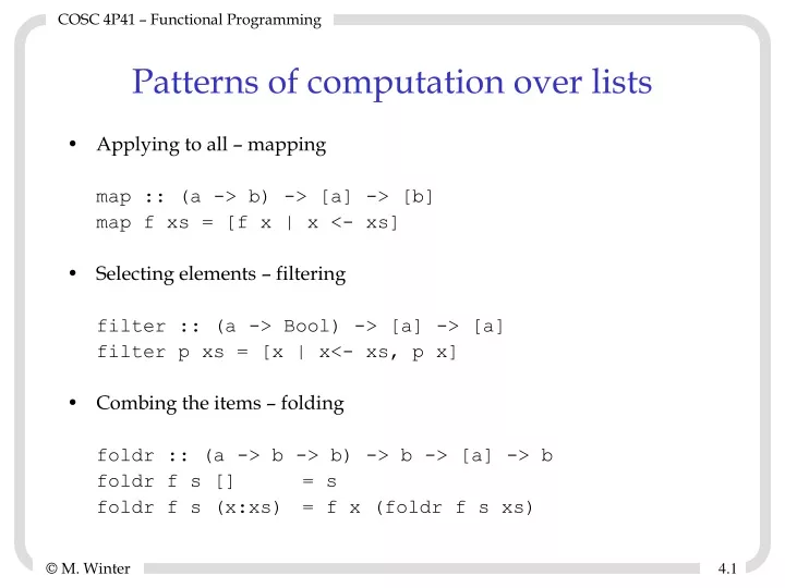 patterns of computation over lists