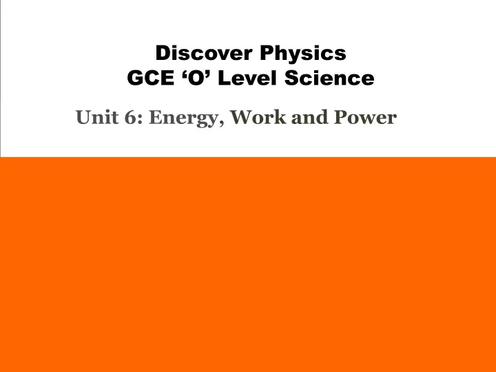 discover physics gce o level science