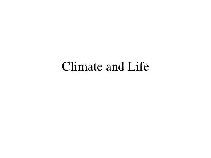 climate and life
