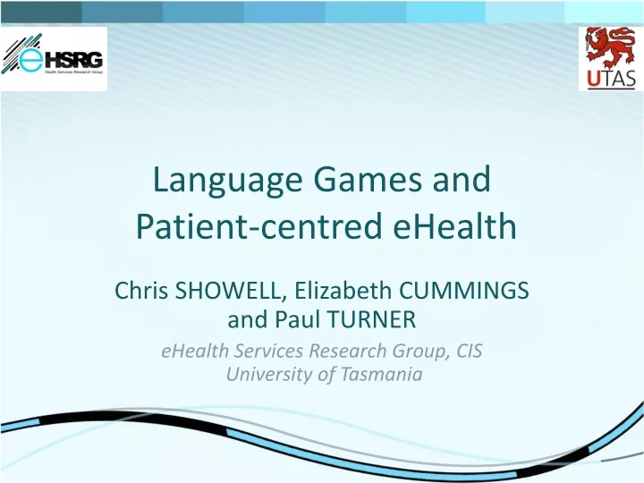 language games and patient centred ehealth