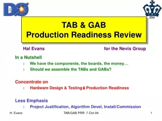 TAB &amp; GAB Production Readiness Review