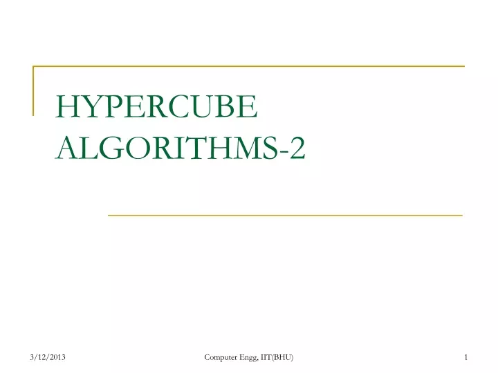hypercube algorithms 2