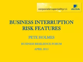 BUSINESS INTERRUPTION RISK FEATURES