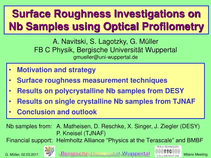 surface roughness investigations on nb samples
