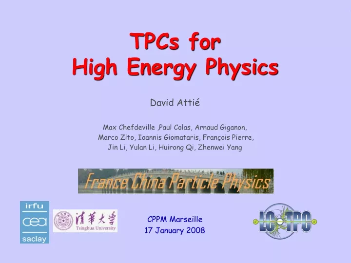 tpcs for high energy physics
