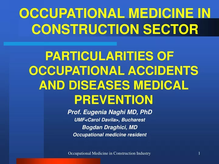 occupational medicine in construction sector