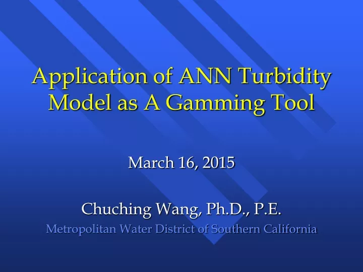 application of ann turbidity model as a gamming tool