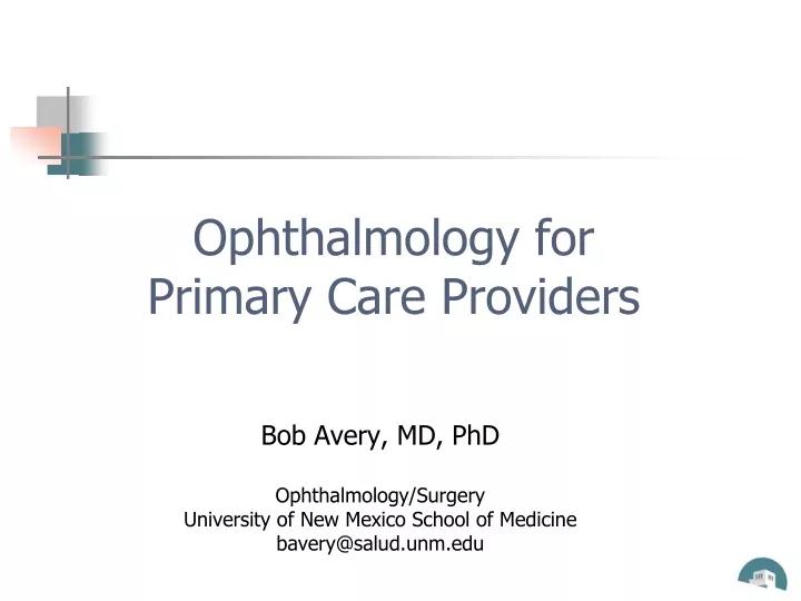 ophthalmology for primary care providers