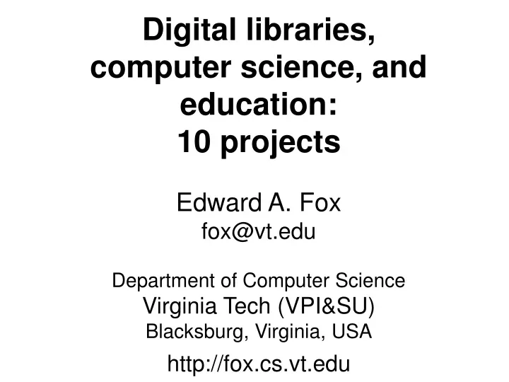 digital libraries computer science and education