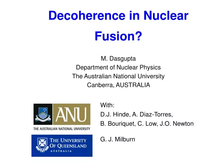 decoherence in nuclear fusion