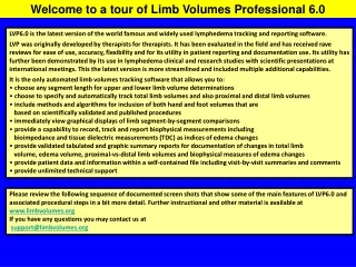 Welcome to a tour of Limb Volumes Professional 6.0