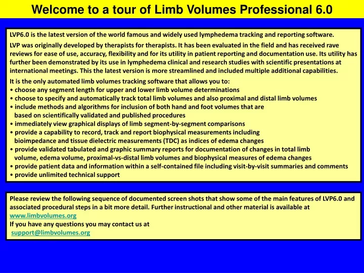 welcome to a tour of limb volumes professional 6 0