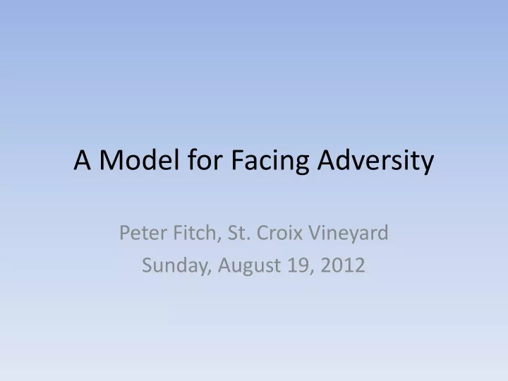 a model for facing adversity