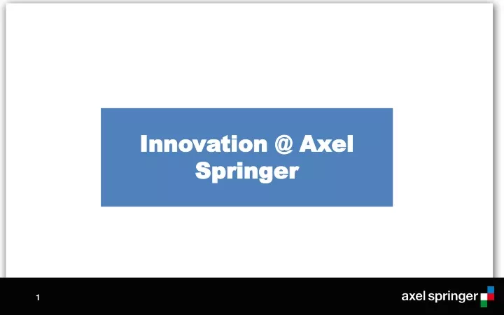 innovation @ axel springer