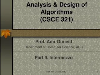 Analysis &amp; Design of Algorithms (CSCE 321)