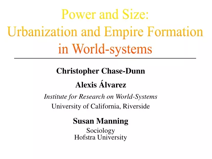 power and size urbanization and empire formation
