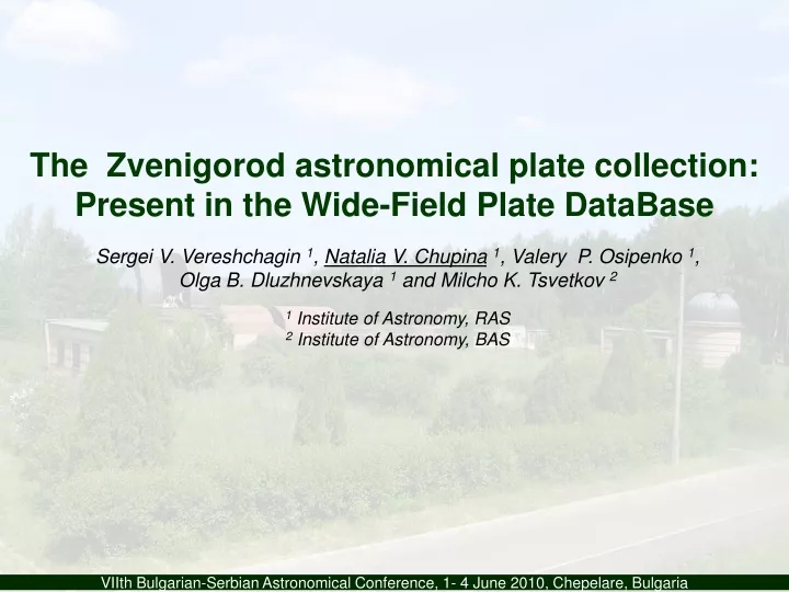 the zvenigorod astronomical plate collection