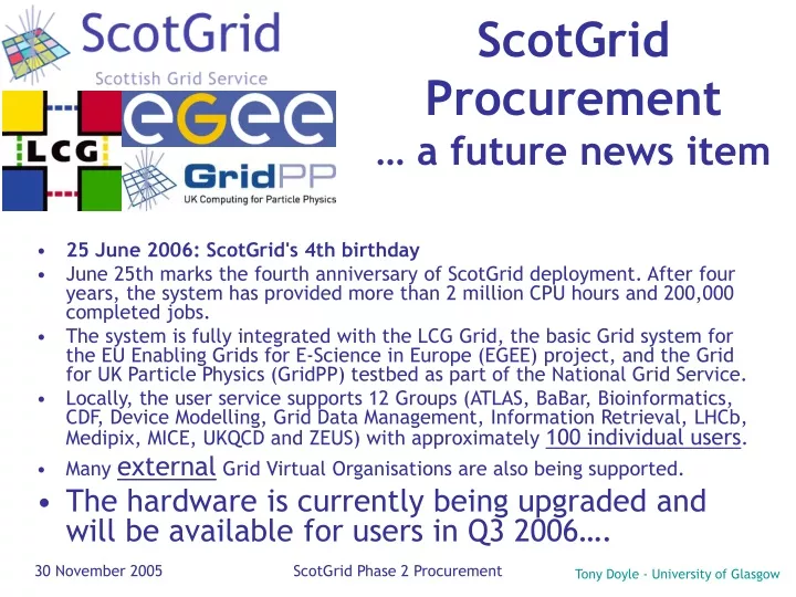 scotgrid procurement a future news item