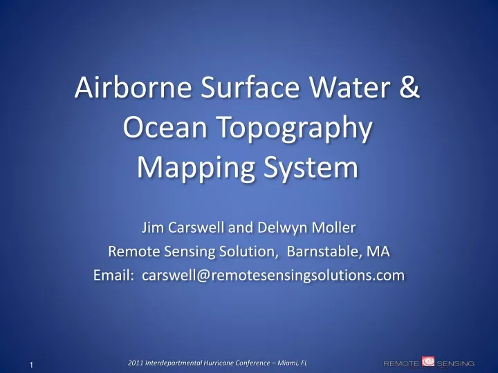 airborne surface water ocean topography mapping system