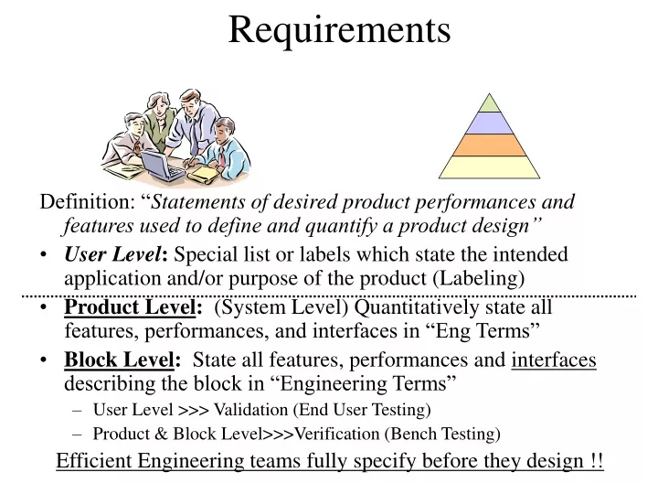 definition statements of desired product