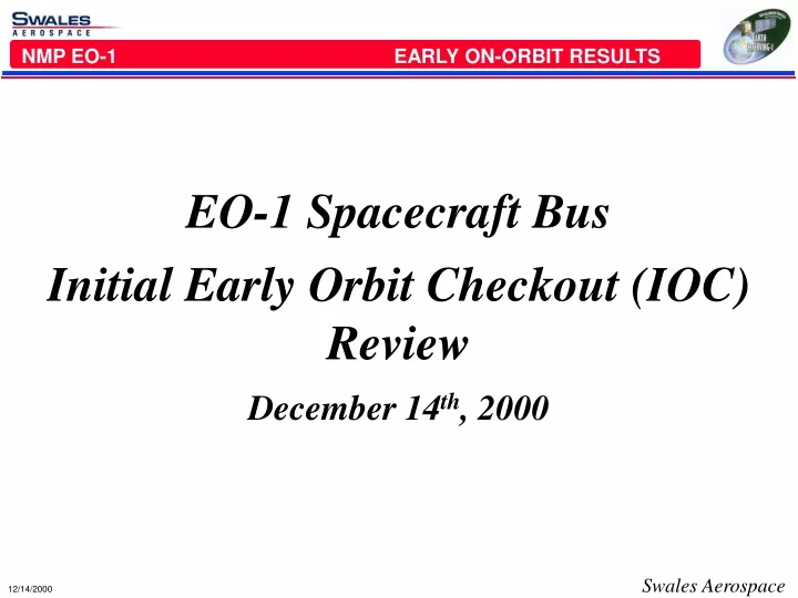 eo 1 spacecraft bus initial early orbit checkout