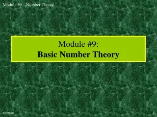 Module #9: Basic Number Theory