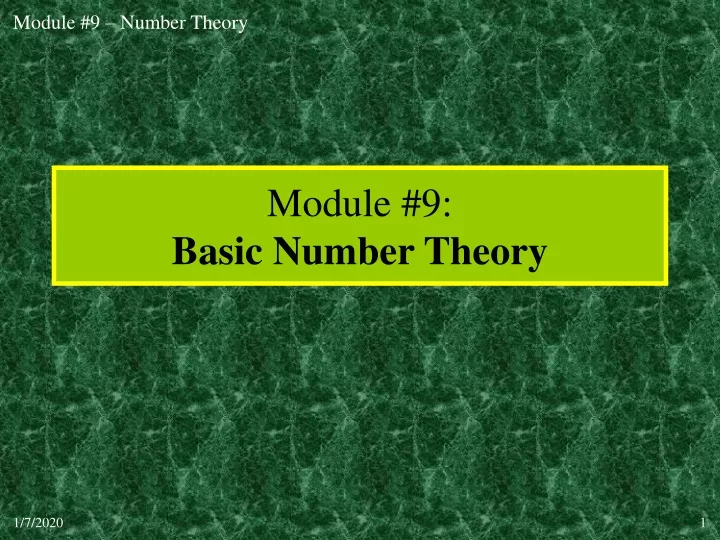 module 9 basic number theory