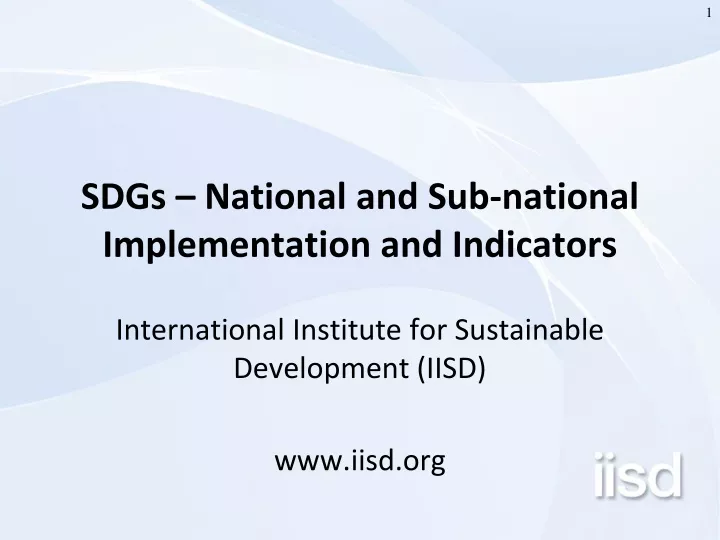 sdgs national and sub national implementation and indicators