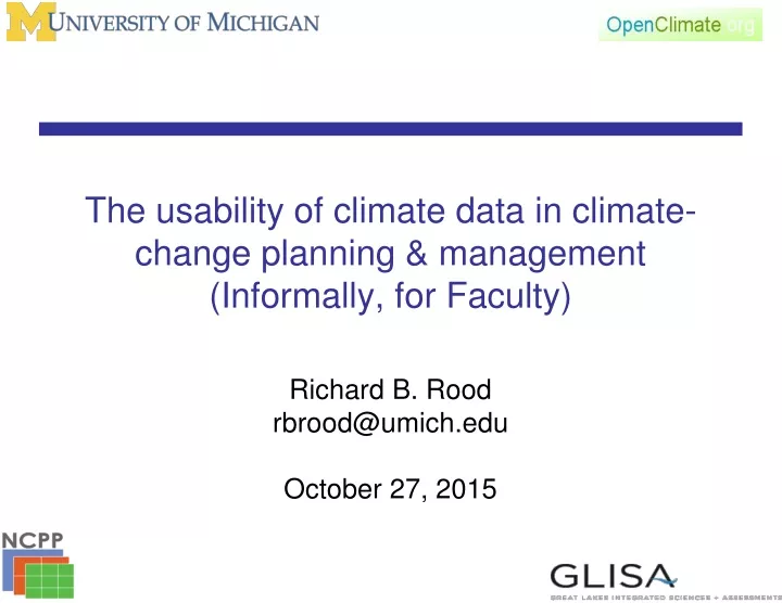 the usability of climate data in climate change planning management informally for faculty