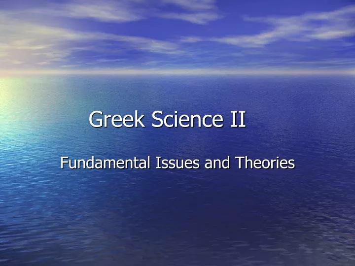 greek science ii