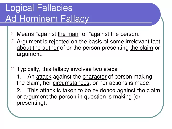 logical fallacies ad hominem fallacy